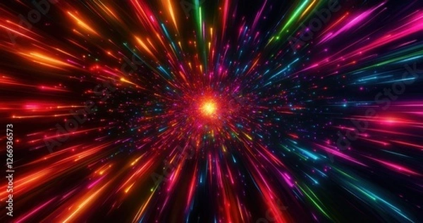 Fototapeta Colorful Laser Beams Abstract Light Effect in Neon Style for Technology Night Background