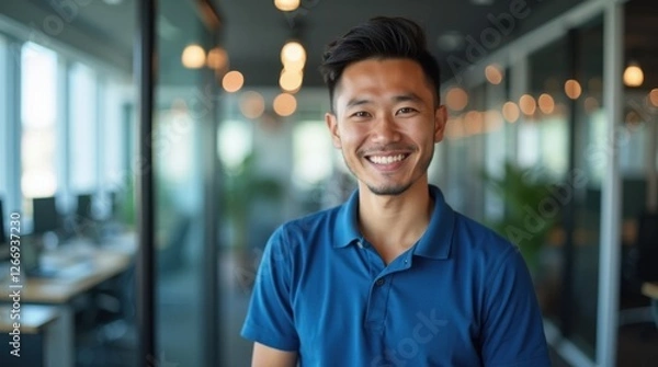 Fototapeta Smiling Vietnamese Software Developer