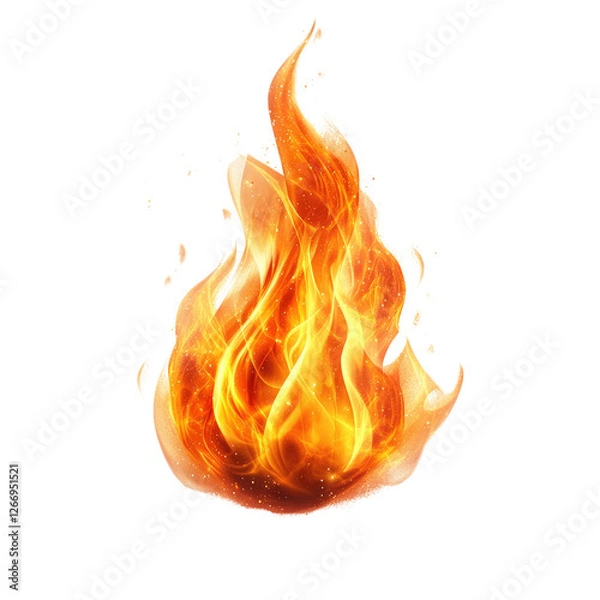 Fototapeta Vibrant realistic fire flames transparent background.