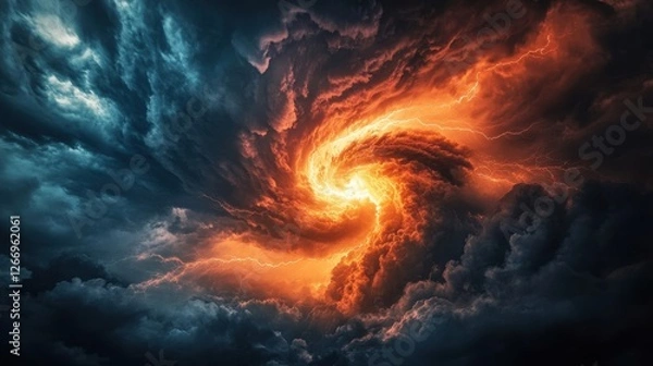 Obraz Massive Thunderstorm with Spiraling Clouds