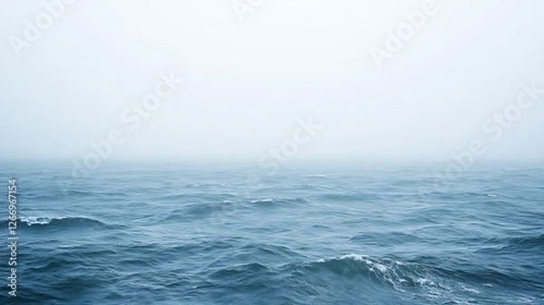 Fototapeta Misty Ocean Waves Rolling Under a Gray Sky