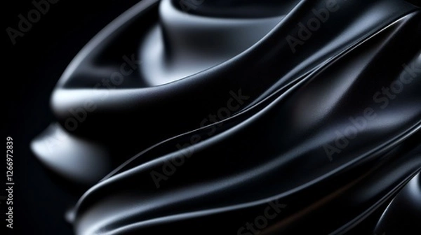 Fototapeta Abstract Black Drape: Elegant Swirls of Dark Fabric
