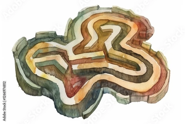 Fototapeta Abstract labyrinth of winding paths, intricate design, vibrant colors, immersive journey, captivating visual exploration, dynamic shapes and forms