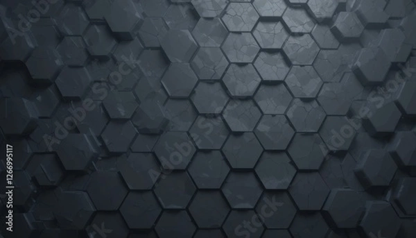Obraz Abstract hexagonal pattern with textured black surface design