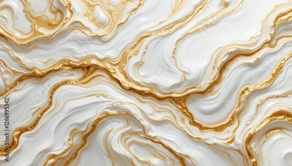 Obraz Luxurious gold and white marble texture with flowing pattern
