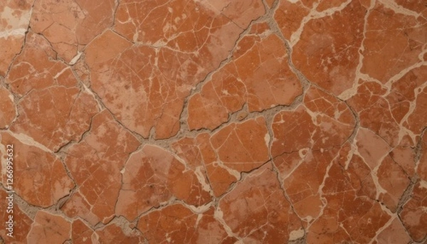 Obraz Cracked terracotta tile surface with irregular patterns