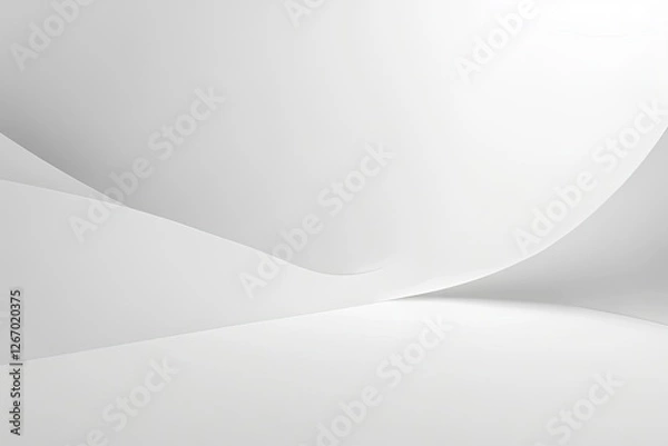 Fototapeta White abstract waves background, studio, design, presentation