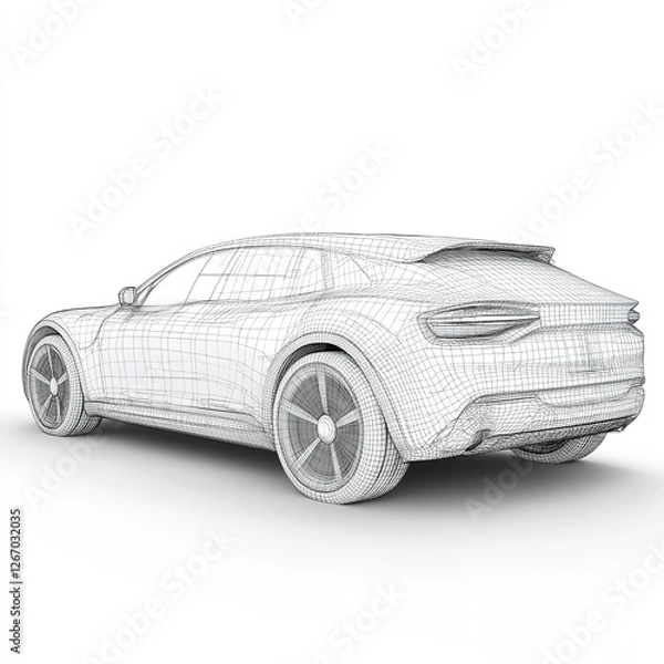 Fototapeta Modern Luxury SUV Wireframe Design Elegant Car Model 3D Rendering Automotive Technology Innovation Vehicle Blueprint Engineering Concept Digital      