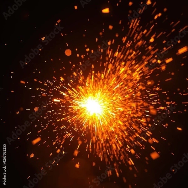 Obraz Spark fragments scatter around glowing ember core, light, spark