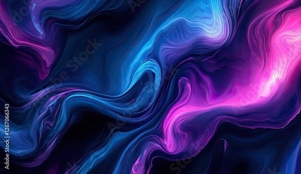 Fototapeta Abstract swirling neon paint digital art background