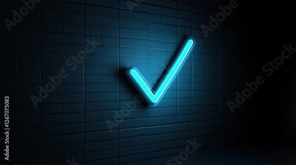 Fototapeta A glowing checkmark appearing over a list of completed tasks, symbolizing goal completion and achievement.