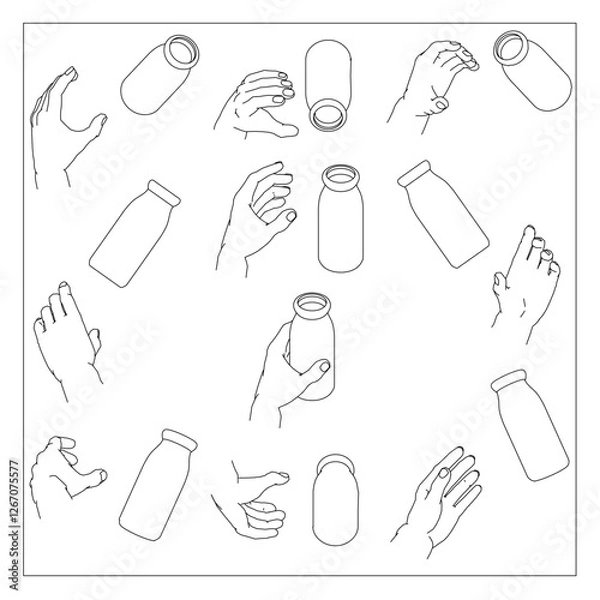 Obraz ボトルを持つ手のセット