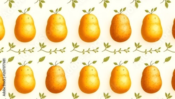 Fototapeta Potato pattern in 2 rows on a light background