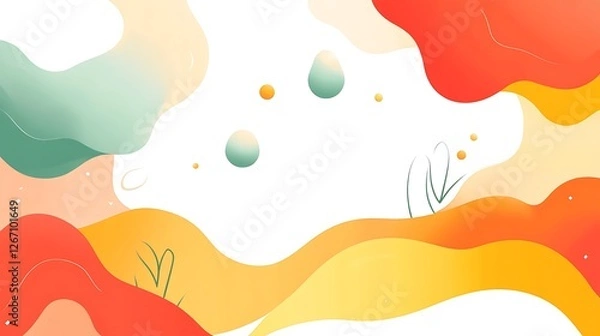 Fototapeta Abstract Colorful Waves With Easter Eggs Design