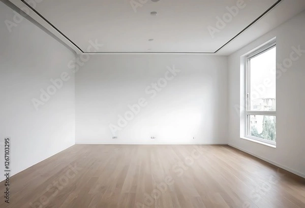 Fototapeta Sunlit Empty Room with Clean Lines and Minimalist Architectural Style