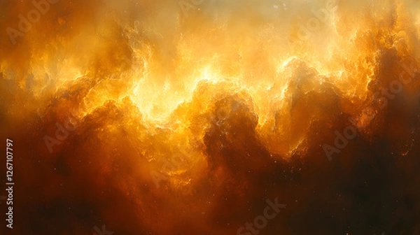 Obraz Celestial Inferno: A fiery spectacle of cosmic clouds, swirling and ablaze in a mesmerizing dance of color and light.