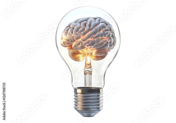 Fototapeta Human brain inside light bulb.