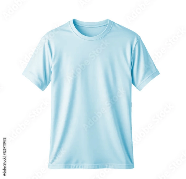 Obraz Minimalist plain light blue t-shirt mockup isolated on transparent background, blank apparel template for branding, design, and print-on-demand