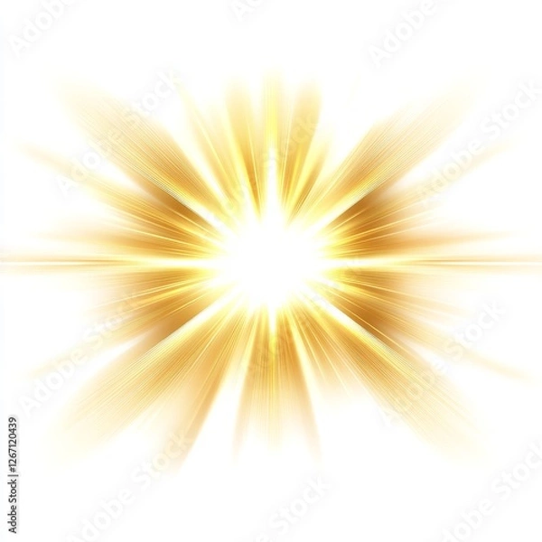 Fototapeta Golden Light Burst Abstract Background Design Bright Radiance Energy Star Shine Rays Illumination White Background Golden Yellow Sunburst Graphic     