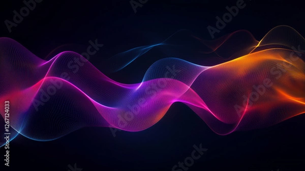 Fototapeta Abstract wave lines pattern dynamic colorful light flowing isolated on black background. concept of music, party, technology, modern. Abstract flowing