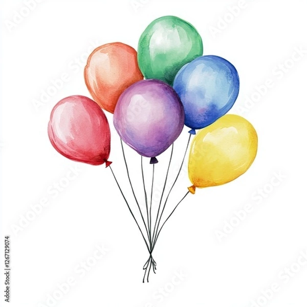 Obraz Watercolor Balloon Design Festive Elegant and Playful Illustrations Perfect for Party Invitations Cards and More
