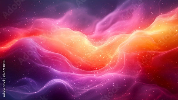 Fototapeta Un fond dégradé pastel avec un mélange fluide de tons jaune, rose et lavande, créant une impression de vagues, évoquant le rêve, la musique ou le son, arrière-plan