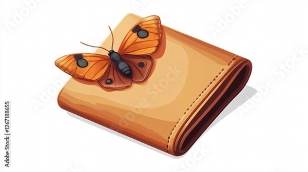 Fototapeta Empty Wallet 3D with Button Moth Poverty