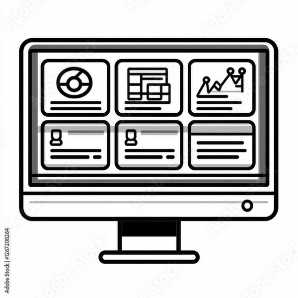 Fototapeta Simple Vector Icon of a Web Page with Two Columns and Three Rows