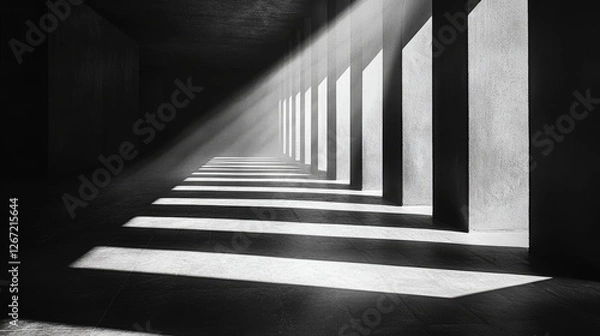 Fototapeta Architectural Light and Shadow Play: A Monochromatic Study in Concrete