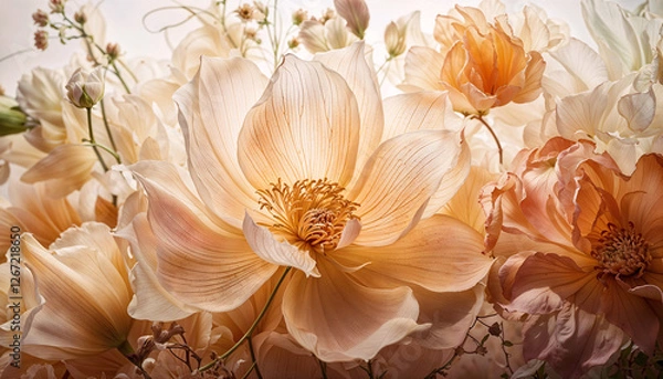 Fototapeta translucent flower petals, each delicately layered to create a mesmerizing display of color and form 