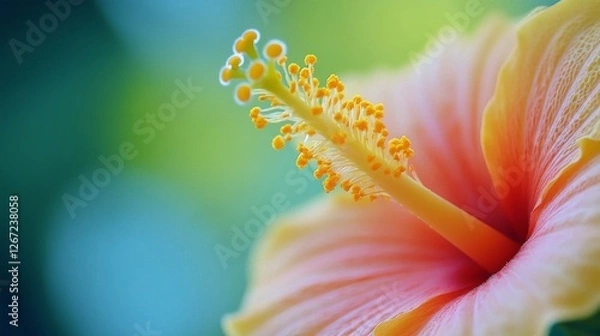 Fototapeta Close-up view of vibrant flower stamens showcasing intricate details in natural light