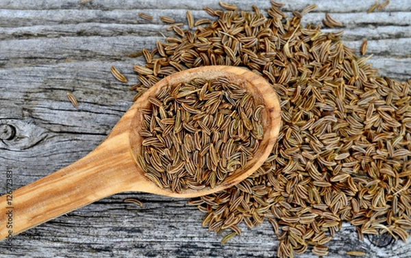 Obraz caraway in spoon on table