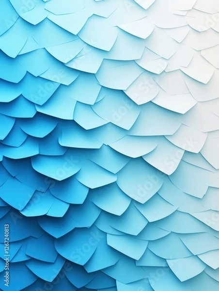 Fototapeta Layered Abstract Blue Paper Scales with Gradient Effect