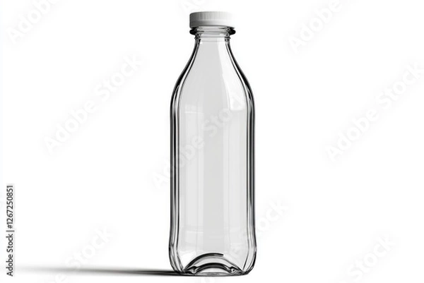Obraz Clear plastic bottle on white background highlights sustainable design and reusability