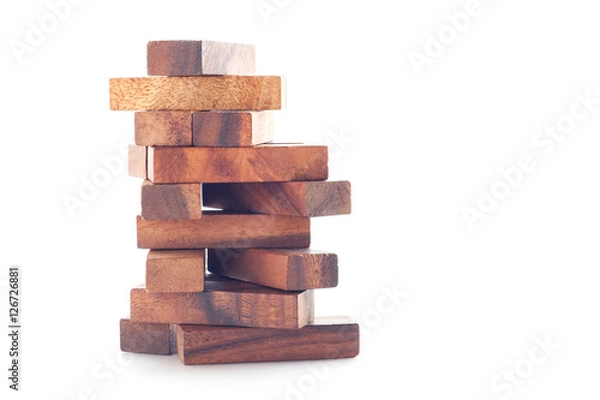 Obraz Wood block on white background.