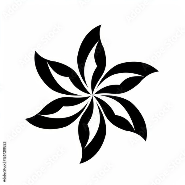 Fototapeta Elegant Black and White Floral Design Abstract Flower Symmetrical Pattern Graphic Element Botanical