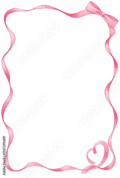 Obraz ピンクのリボンのフレーム