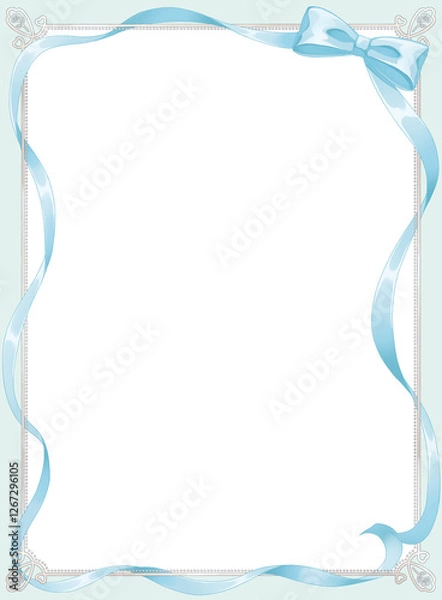 Obraz 水色のリボンと装飾フレーム