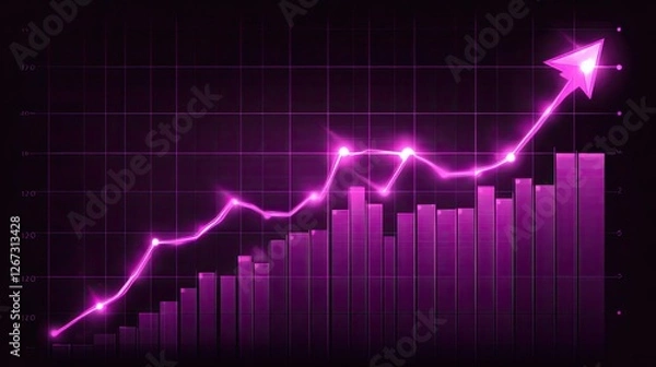 Fototapeta Futuristic representation of business success with glowing stock market data and investment strategies for global growth in