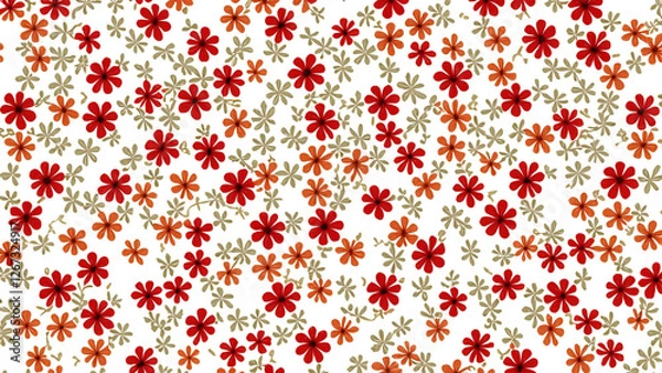 Fototapeta Floral pattern pretty flowers on white background.