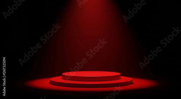 Obraz A minimalist, abstract red neon circle, glowing in the dark