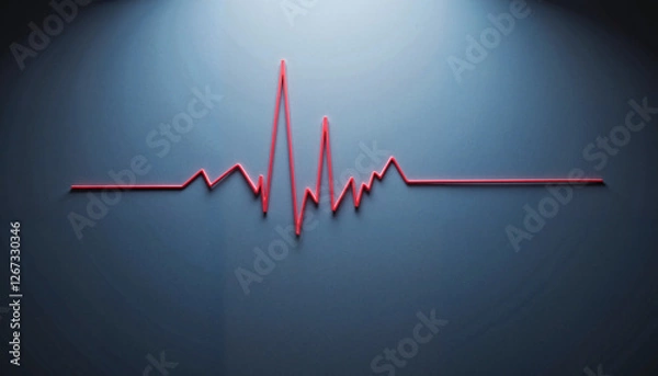 Obraz Heartbeat line on blue background