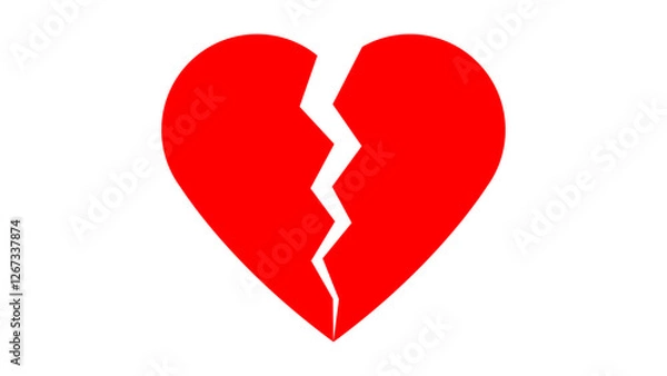 Fototapeta Broken heart easy editable vector icon. flat simple illustration of broken heart. Broken Love Icon Vector.