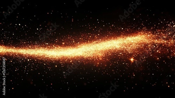 Fototapeta Golden dust trail, space background, cosmic design, website banner