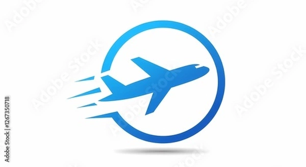 Fototapeta Flying Plane Icon - Modern, Minimalist Aircraft Symbol for Travel, Aviation, and Flight Concepts - Vector Illustration for Web, Apps, and Design