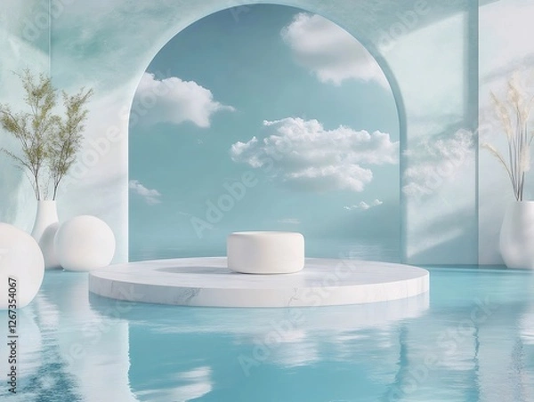 Fototapeta Serene Poolside Product Display Platform