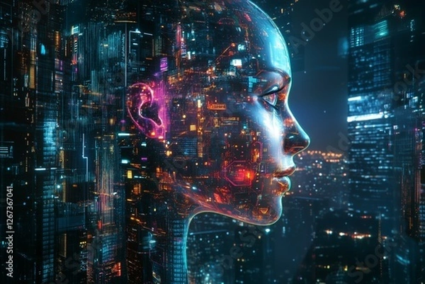 Fototapeta AI-Generated Science Fiction Space Illustrations – Futuristic Cosmic Artwork