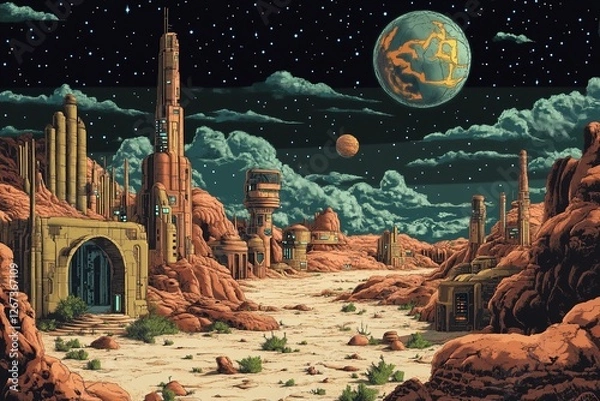 Obraz AI-Generated Science Fiction Space Illustrations – Futuristic Cosmic Artwork