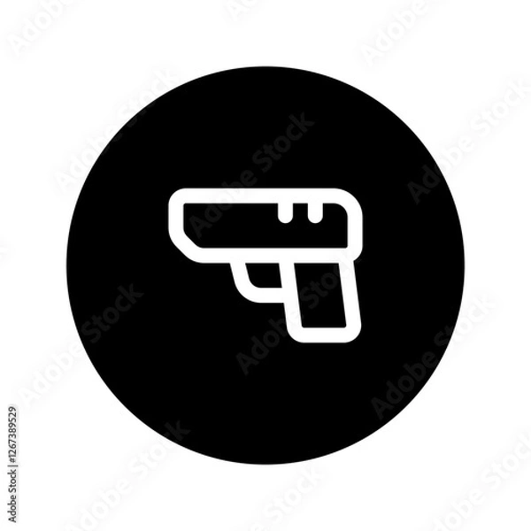 Fototapeta handgun line circular icon