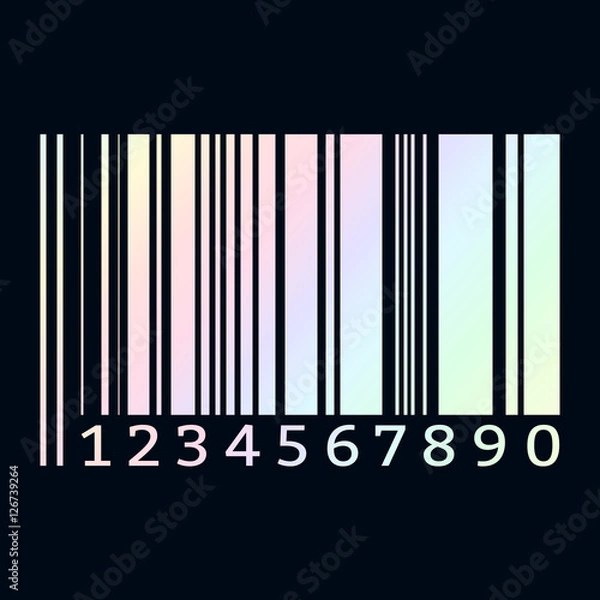 Fototapeta перламутровый штрих-код на синем фоне, векторная иллюстрация